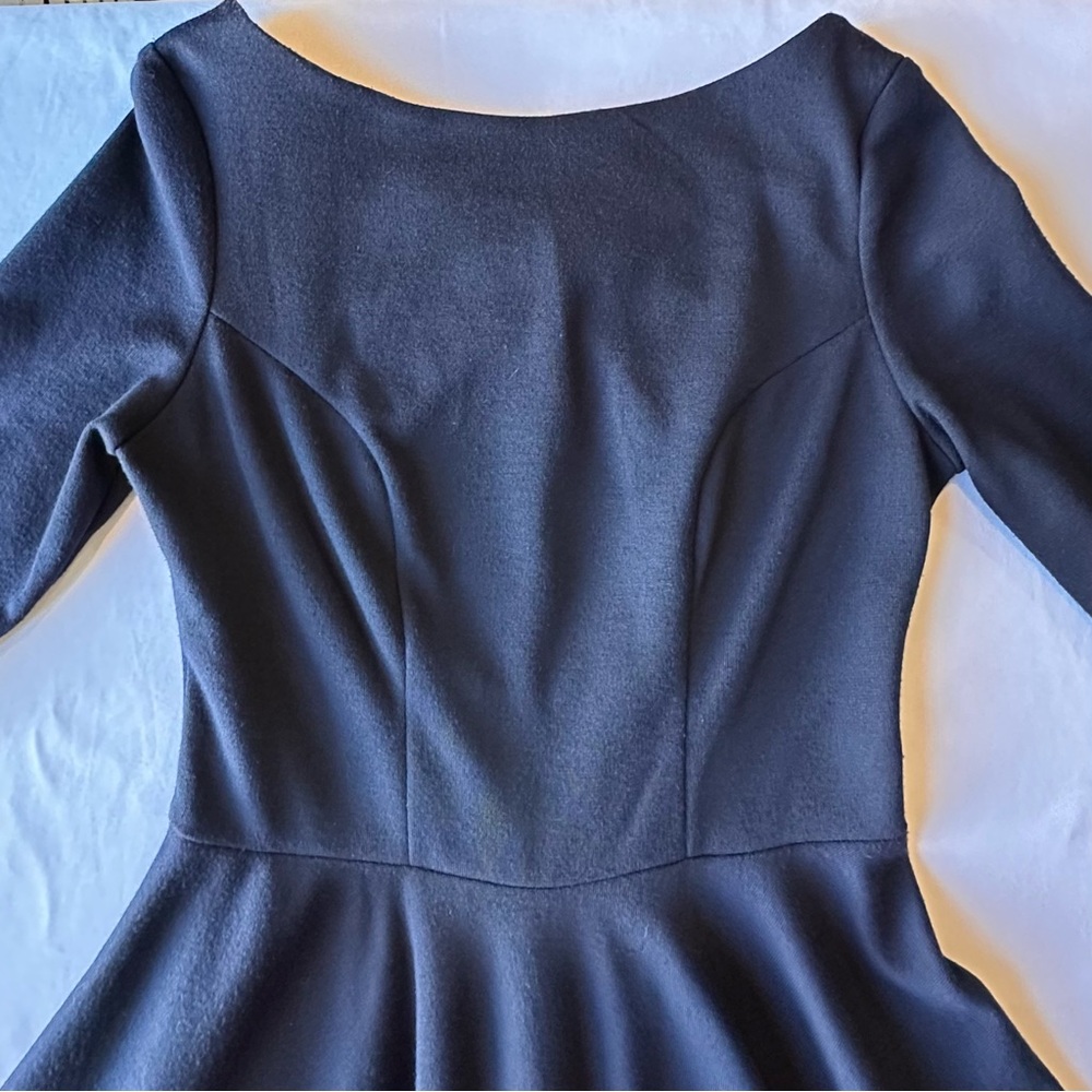ASOS Petite Womens Dress Navy Blue Knit Short Sleeve Skater Criss Cross Back 2P - Picture 8 of 16